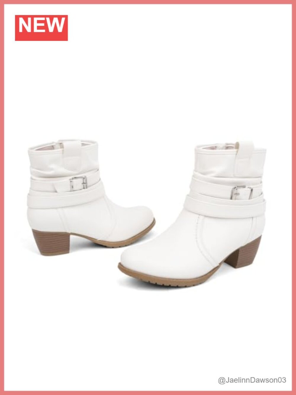 Women's Mid Calf Boots Round Toe Low Heel Slouchy Dress Booties with Buckle